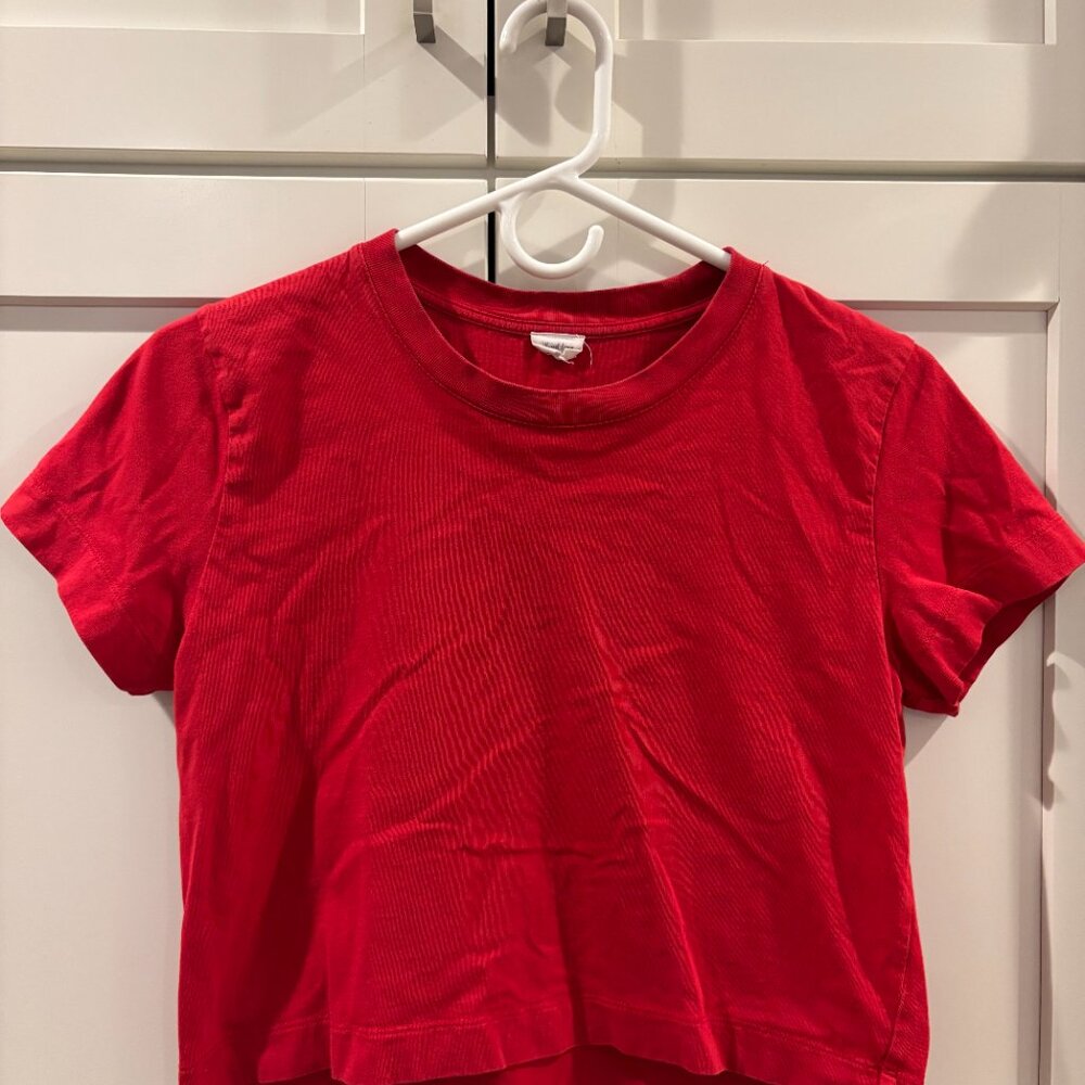 Red Aritzia Wilfred Free Cropped T-shirt